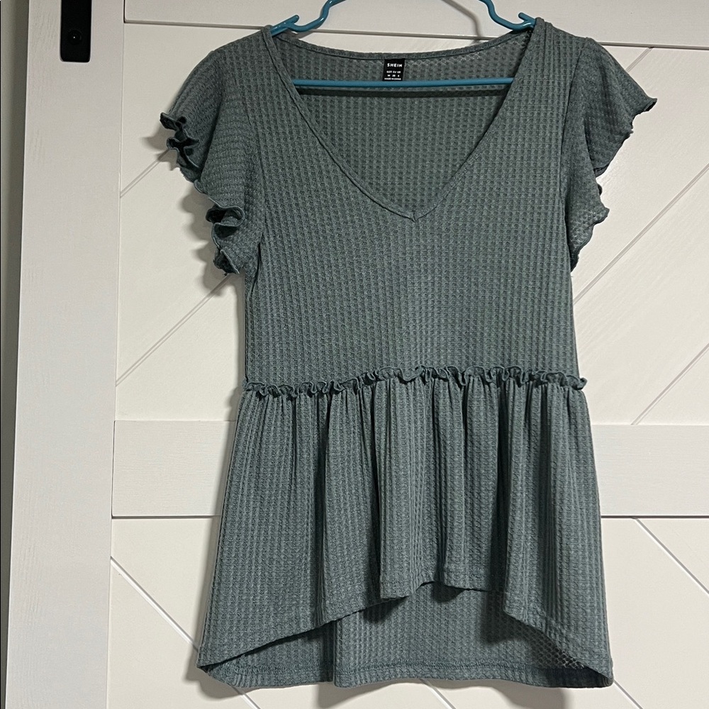 SHEIN Waffle Ruffle Sleeve Blouse Bundle